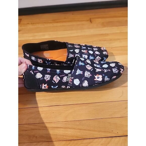 Bobs for Dogs Skechers Womens 8 Black Round Toe Casual Slip On Shoes SN 34392 - Picture 3 of 7